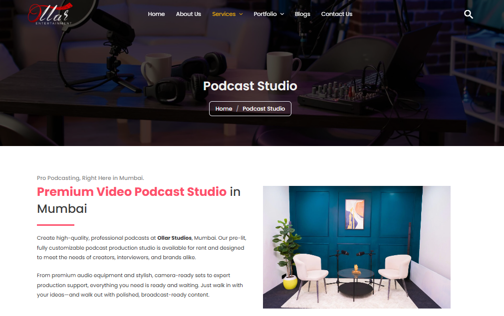 Premium Video Podcast Studio in Mumbai - Ollar Studios